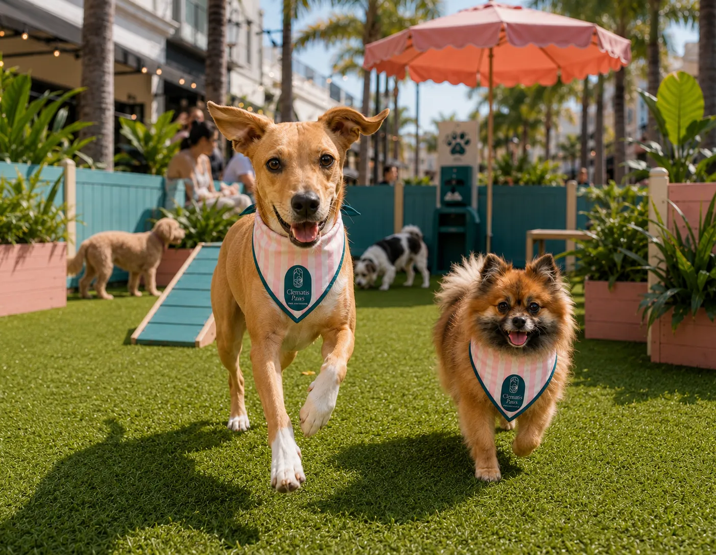 Riri and Zoey together at a Clematis Paws gathering — Riri on the left, Zoey on the right